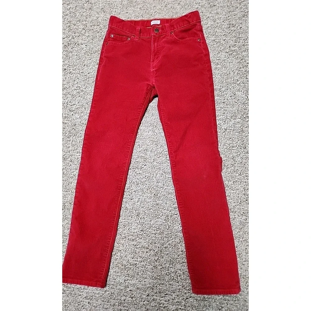 J.Crew Crewcuts Stretch Corduroy Pants Cords Size 12 Red Zip Fly Adjustable
